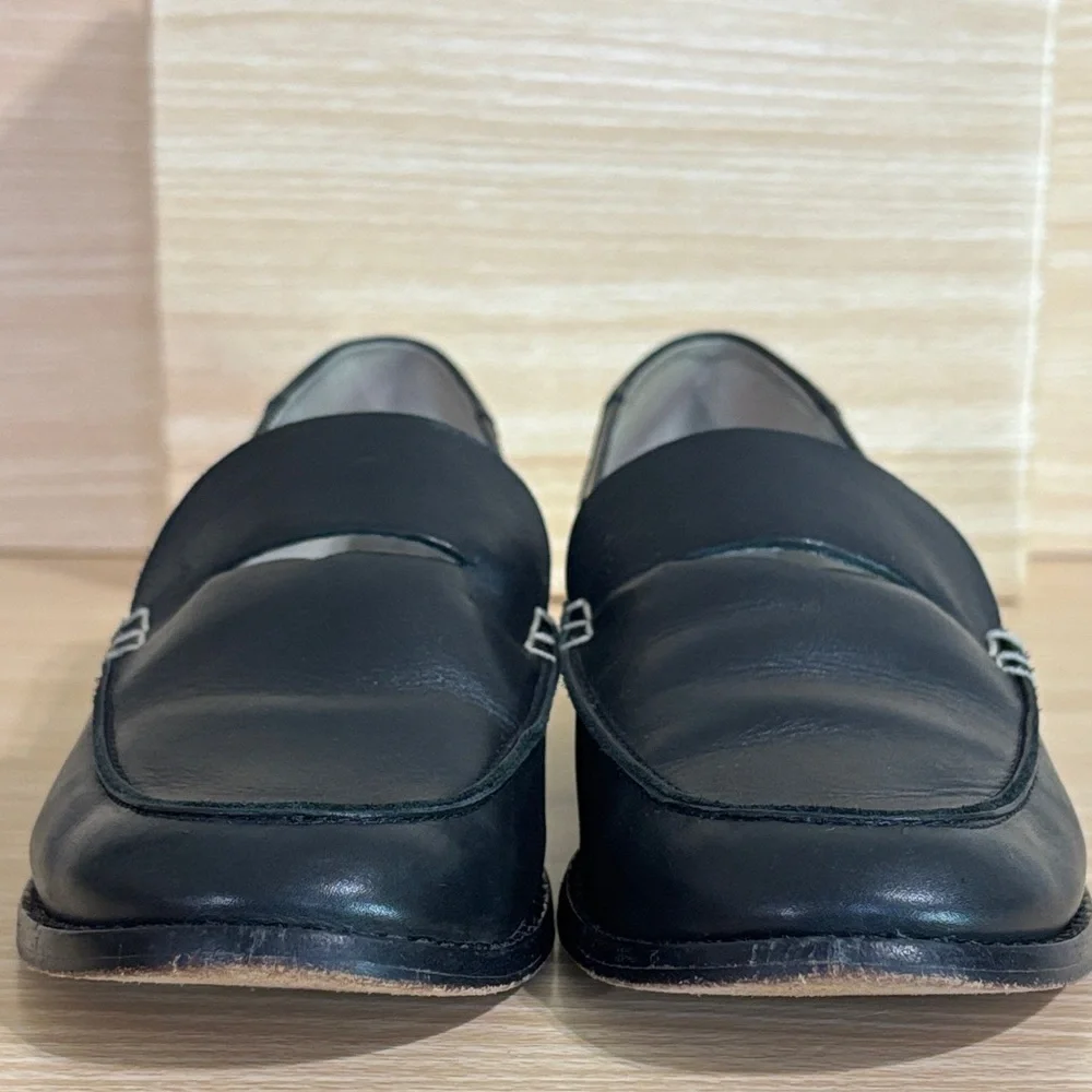 Frances Valentine Black Leather Penny Loafers Size 7B